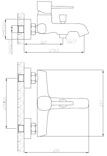 Смеситель для ванны/душа Orange Karl M05-100cr